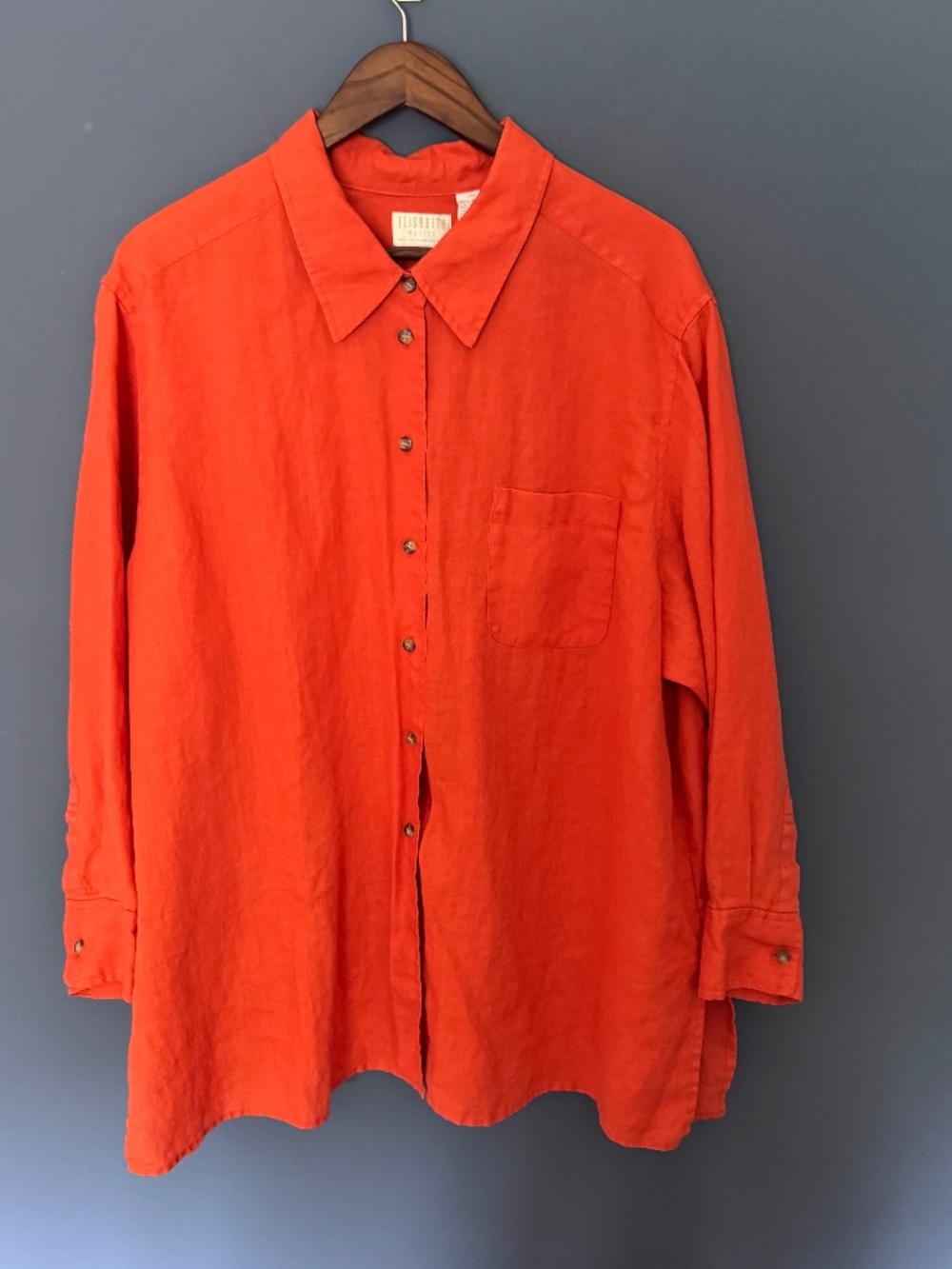 Elizabeth by Liz Claiborne Petite 24 vibrant orange linen button down